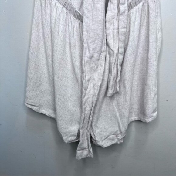 Princess Polly Tie Front Beige Tan Linen Romper Size 6 - Picture 8 of 16